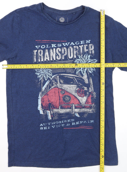 Volkswagen Mens Blue Graphic Transporter T-Shirt Size S