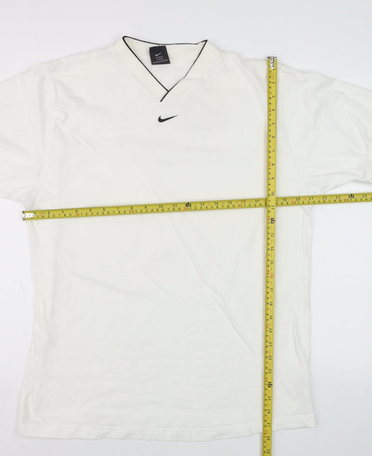 Nike Men’s White V-Neck Short Sleeve Cotton T-Shirt Size L
