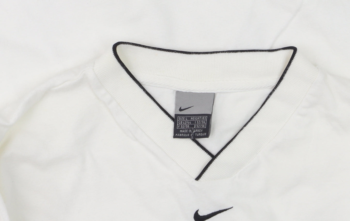 Nike Men’s White V-Neck Short Sleeve Cotton T-Shirt Size L