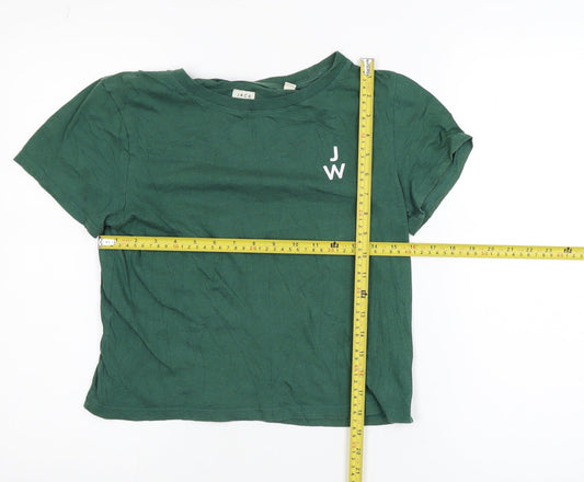 Jack Wills Women’s Green Cropped T-Shirt UK14 Cotton Modal