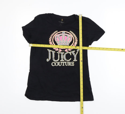 Juicy Couture Women's Black Logo Crown T-Shirt Size S