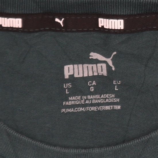 Puma Men's Green Short Sleeve Crew Neck Cotton Blend T-Shirt Size L