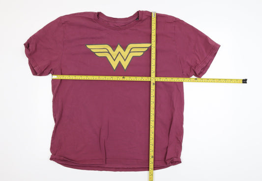 Wonder Woman Unisex Adults Red 2XL Cotton Graphic T-Shirt