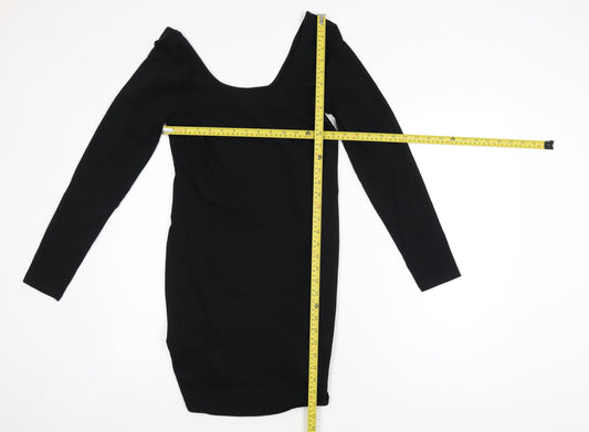 Miss Selfridge Women’s Black Bodycon Dress UK 14 Long Sleeve