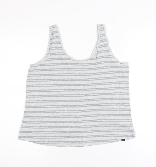 Superdry Womens Grey Striped Cotton Tank Top UK 8 Summer Casual