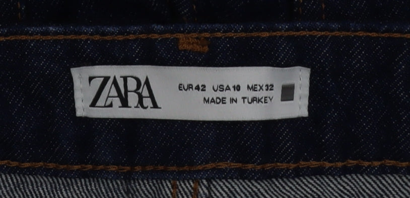 Zara Women's Blue Cropped Denim Jeans Size 14 Regular Fit