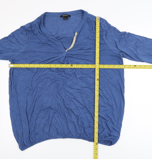 Esmara Women Blue Tunic Blouse Size 16/18 V-Neck 3/4 Sleeve