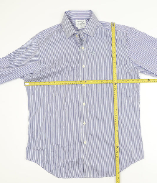 T.M. Lewin Men's Blue Striped Slim Fit Non-Iron Long Sleeve Shirt 16.5