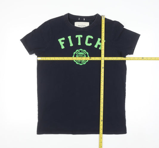 Abercrombie & Fitch Men's Blue 2XL Graphic Crew Neck Cotton T-Shirt