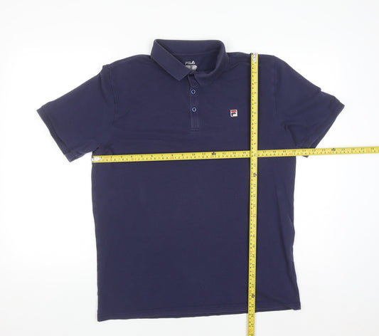 Fila Men's Blue Cotton Blend Short Sleeve Polo Shirt M