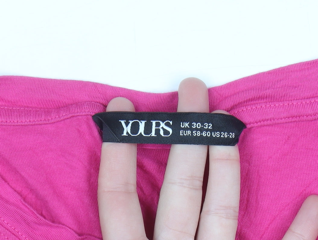 Yours Women Pink Short Sleeve Graphic Slogan T-Shirt Size 30-32 Viscose Blend