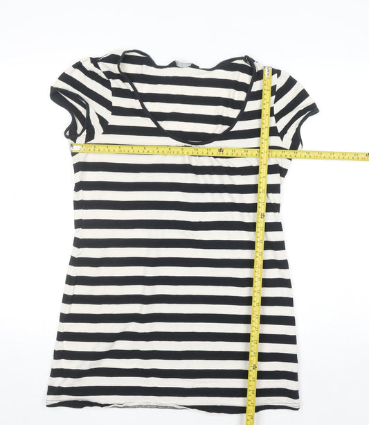 Dorothy Perkins Women’s Black White Striped Short Sleeve Jersey T-Shirt Size 16