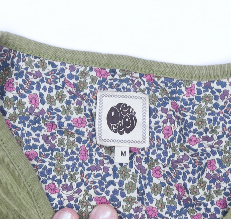 Pretty Green Women's Green Cotton Short Sleeve T-Shirt Size M