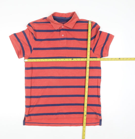 Charles Tyrwhitt Men's Red Striped Slim Fit Polo Shirt M