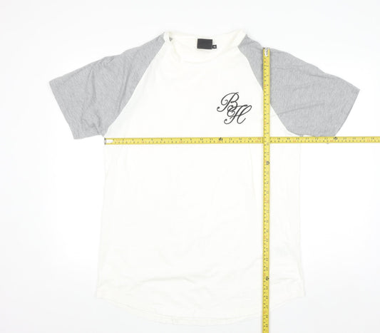 Beck & Hersey Mens White Grey XL Raglan Cotton T-Shirt