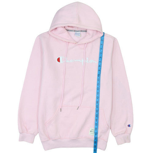 Champion Women Pink Pullover Hoodie L Logo Graphic Cotton Blend