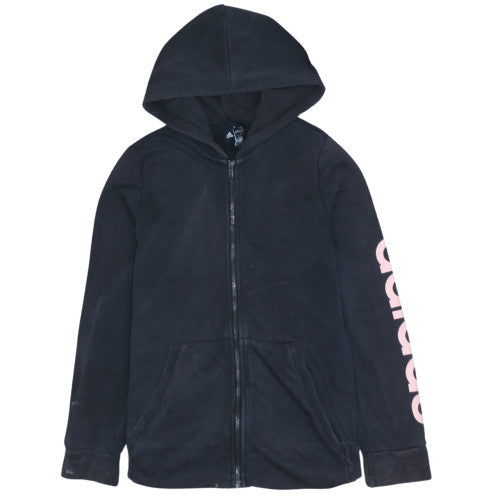 Adidas Womens Black Full Zip Hoodie Fleece Size L with Pink Logo