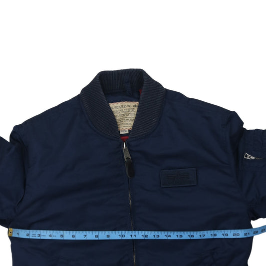 Alpha Industries Men's Navy Bomber Jacket Large Nylon Lined Classic Style
