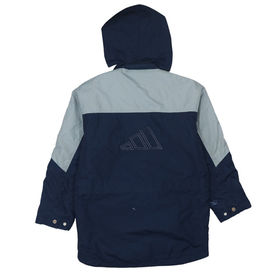 adidas Boys Blue Hooded Parka Jacket 14-15 Years Winter Lined Zip Coat