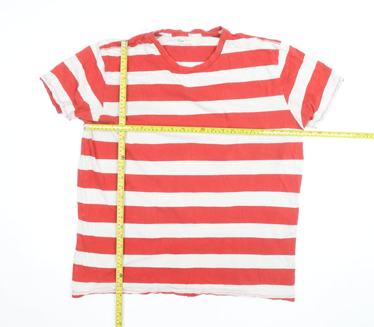 Gap Men's Red White Striped Cotton Crew Neck T-Shirt XL