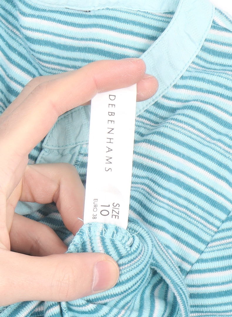 Debenhams Women’s Blue Striped Henley Long Sleeve T-Shirt Size 10