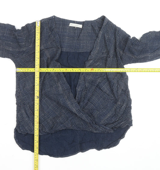 Maison de Nimes Women's Blue Wrap Blouse Size 8 Viscose Long Sleeve