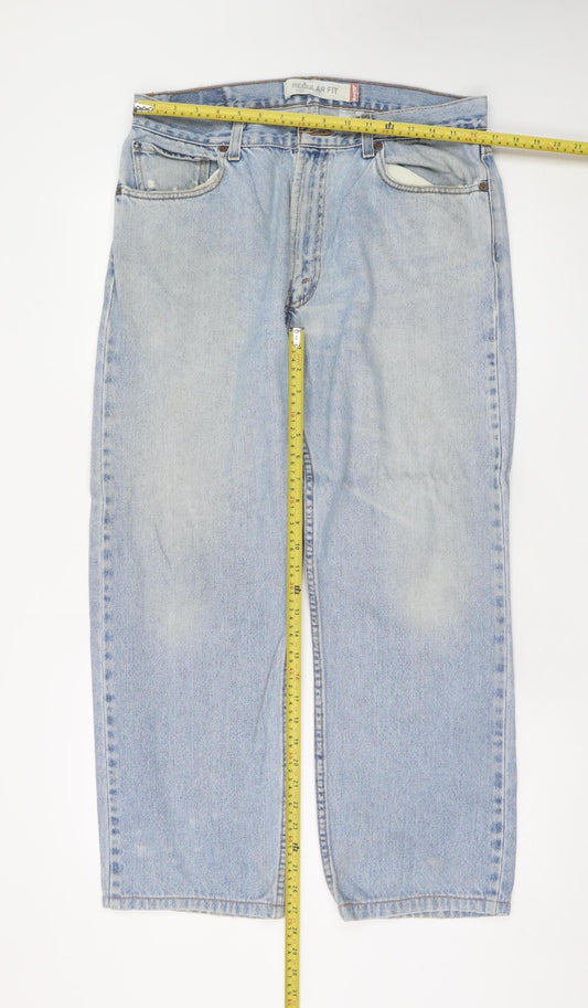 Levi’s 505 Regular Fit Light Blue Denim Jeans Men W36 L32