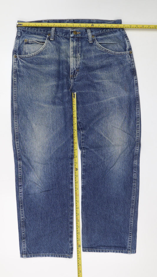 Wrangler Men's Blue Regular Fit 34x30 Straight Denim Jeans