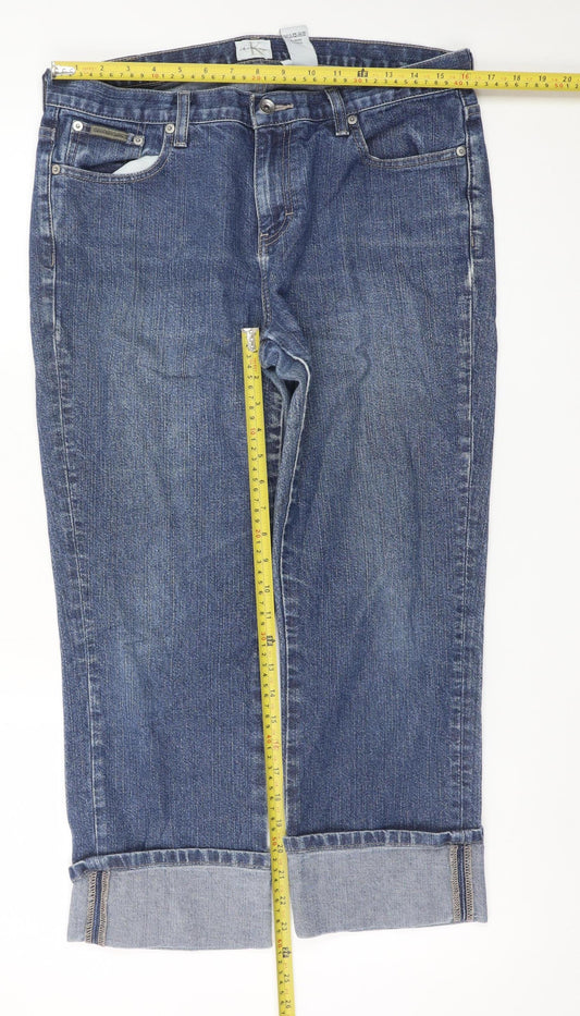 Calvin Klein Womens Blue Size 12 Cropped Cuffed Denim Jeans