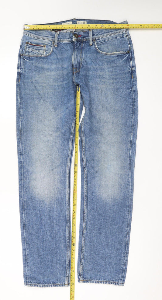 Tommy Hilfiger Mens Blue Denton Stretch Straight Fit Jeans 32W 32L