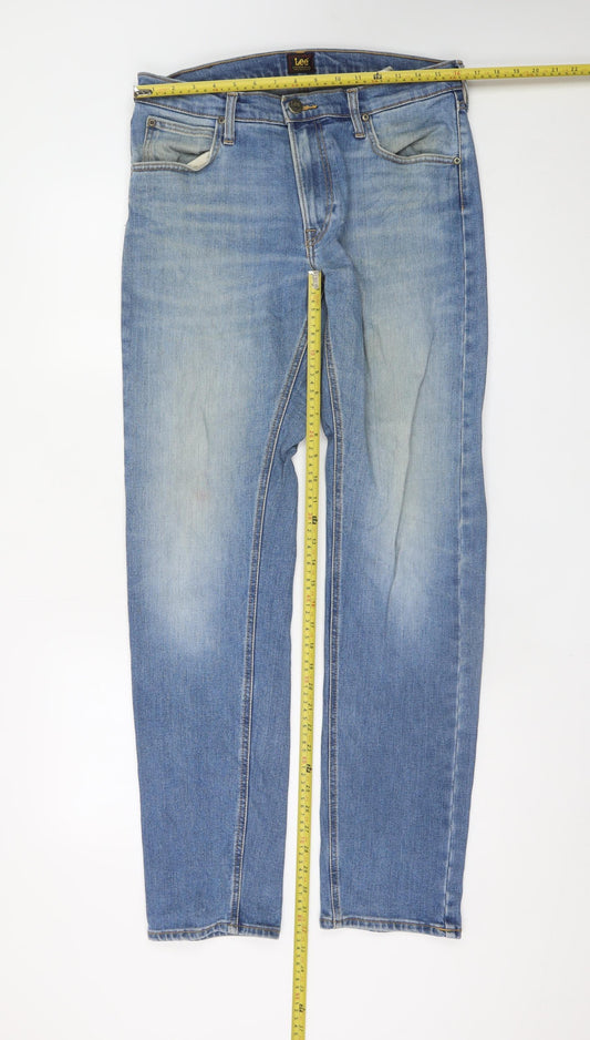 Lee Men's Blue Daren Zip Fly Straight Denim Jeans W32 L34