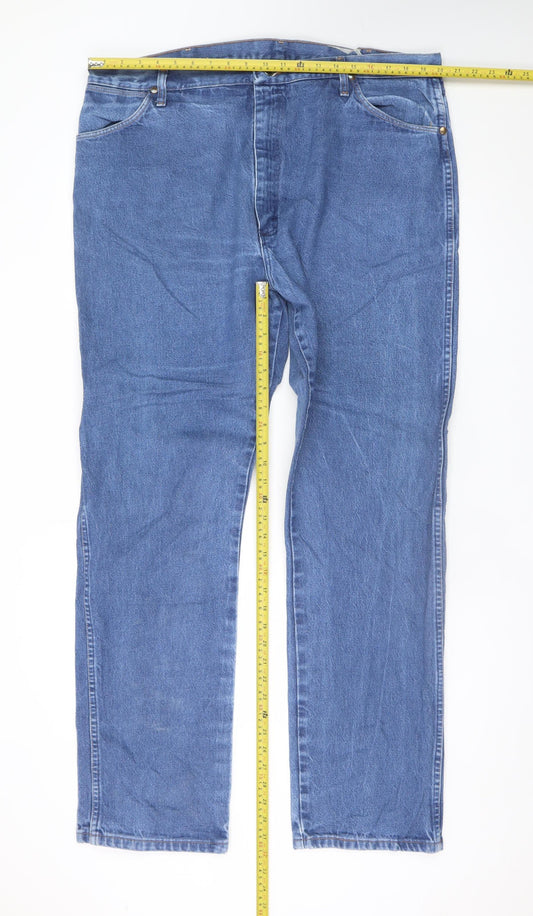 Wrangler Men's Blue 42x34 Straight Classic Denim Jeans