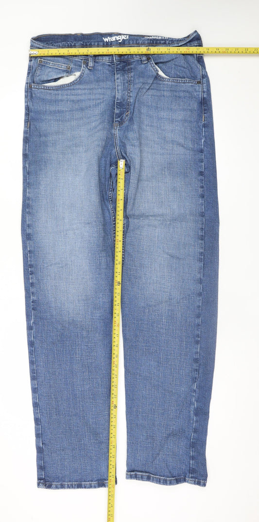 Wrangler Men's Blue 34x34 Relaxed Straight Denim Jeans