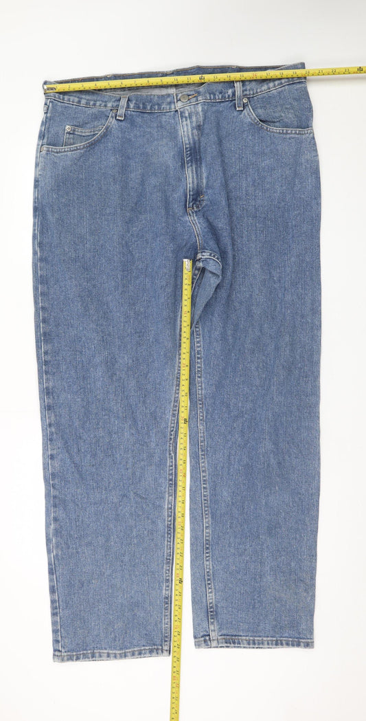 Wrangler Men's Blue 40x32 Regular Fit Straight Denim Jeans
