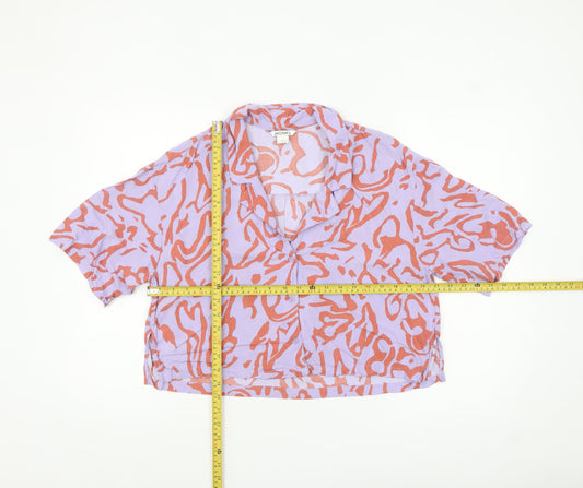 Monki Women’s Multicoloured Cropped Viscose Button-Up Shirt M