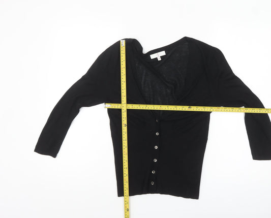 Jasper Conran Women Black Size 10 Viscose Silk Blend Button Cardigan