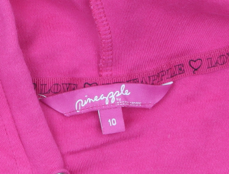 Pineapple Women Pink Size 10 Full Zip Short Sleeve Hoodie Cotton