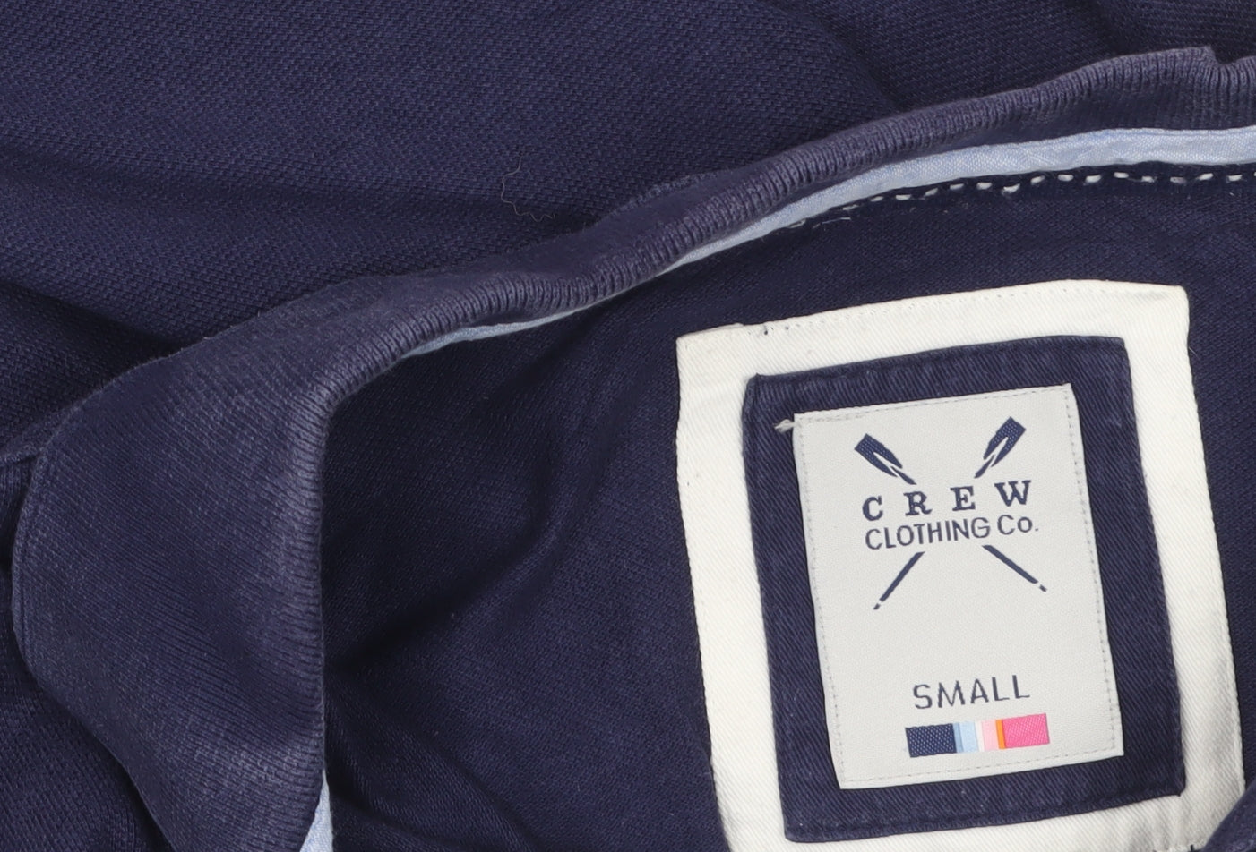Crew Clothing Co. Men's Blue Long Sleeve Cotton Polo Shirt Small