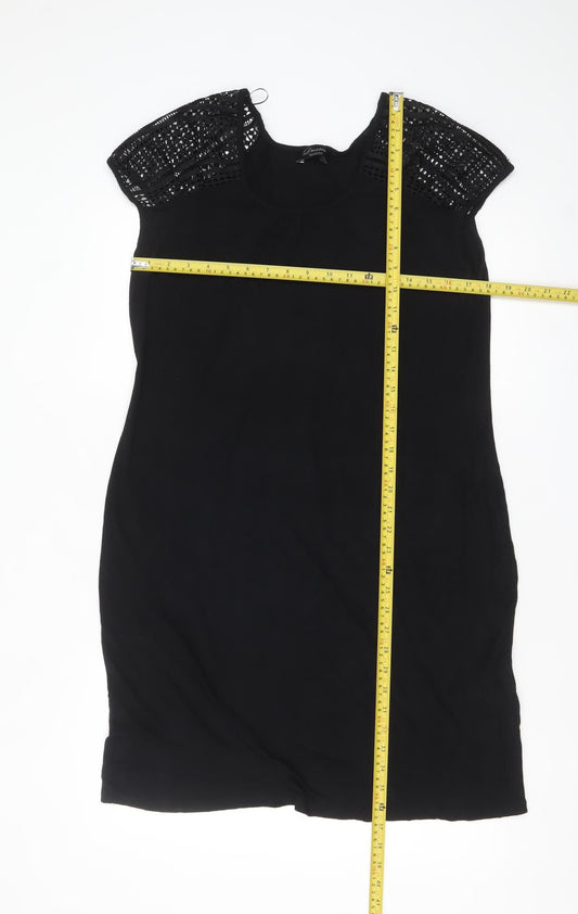 Yessica Women’s Black Crochet Sleeve Shift Dress Size 12