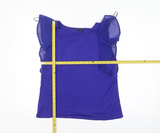 M&Co Womens Blue Ruffle Sleeve Camisole Blouse Size 12