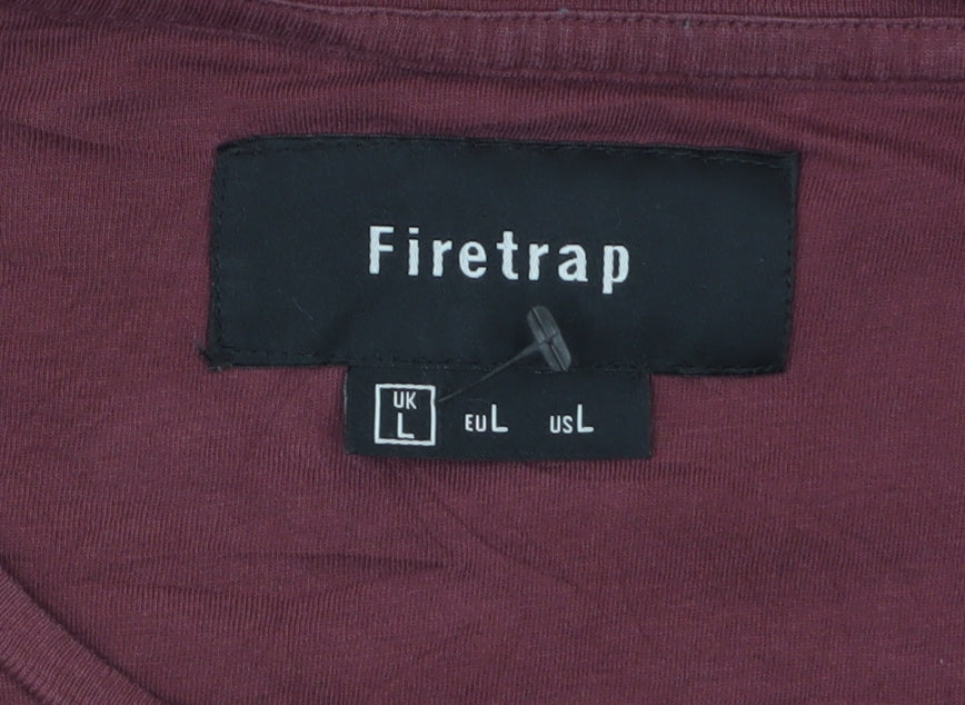 Firetrap Men's Burgundy London Graphic Cotton T-Shirt Size L