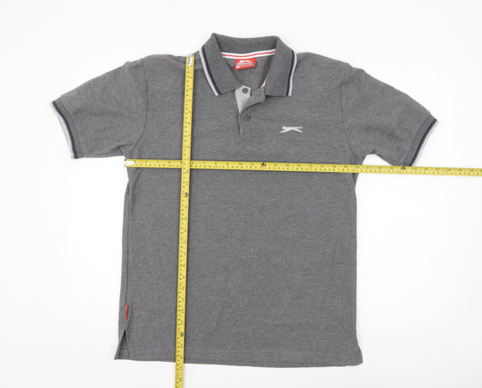 Slazenger Mens Grey Polo Shirt M Regular Fit Short Sleeve Sports Top