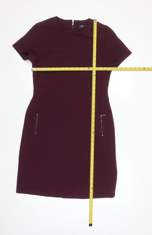 Next Women Purple Sheath Tailoring Short Sleeve Work Dress Size 12