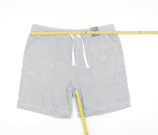 Denim Co Men's Grey Striped Relaxed Fit Chino Shorts L