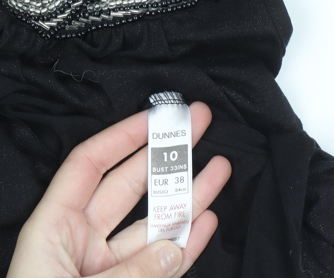 Additional view of Dunnes Women’s Black Beaded A-Line Sleeveless Party Dress, size UK 10