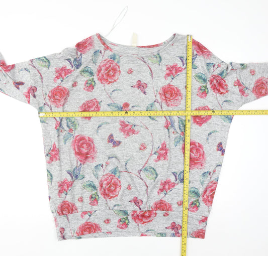 Stella Women's Grey Floral Pullover Jumper Size 14