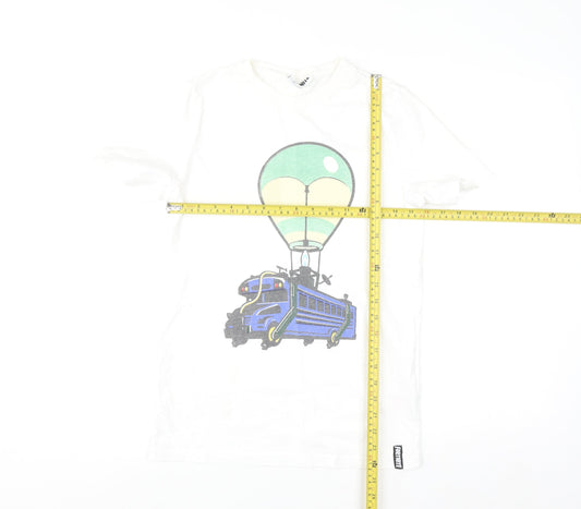 Fortnite Boys White 8-9 Years Graphic T-Shirt with Balloon Bus Design