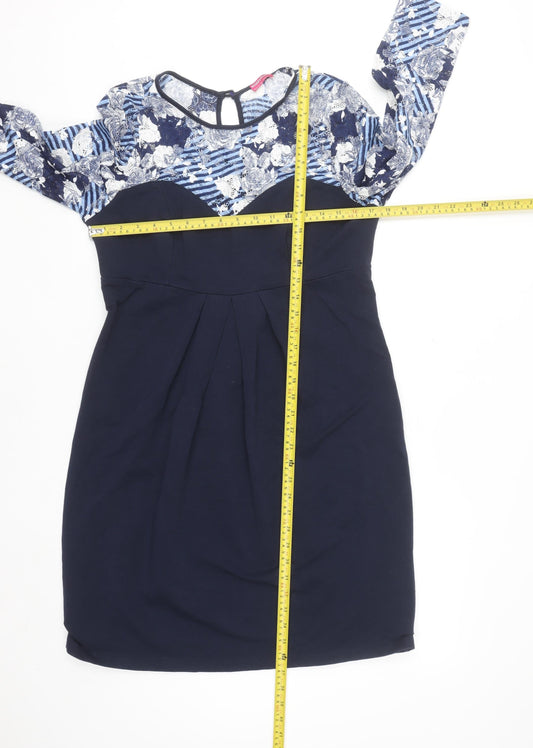 Happymum Blue Floral Lace Maternity Bodycon Dress L