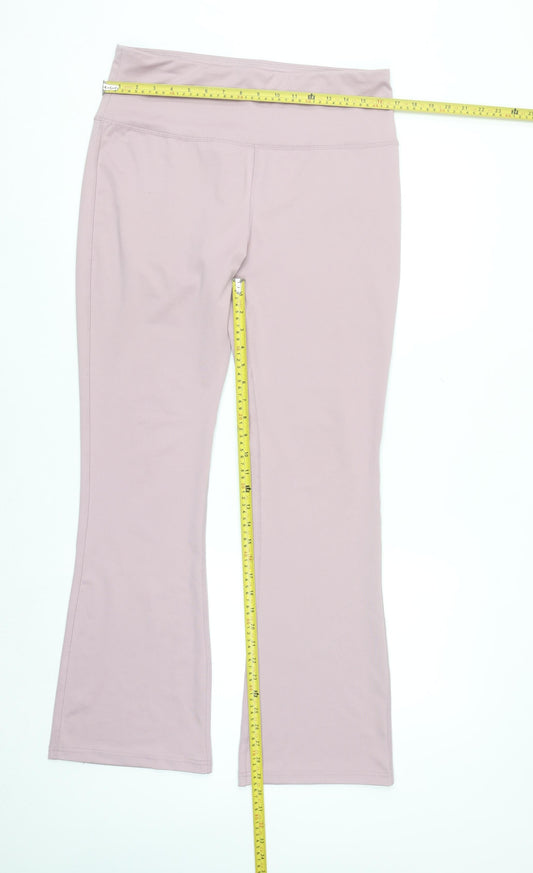 WORKOUT Women’s Pink Flared Activewear Trousers L Stretch Comfort