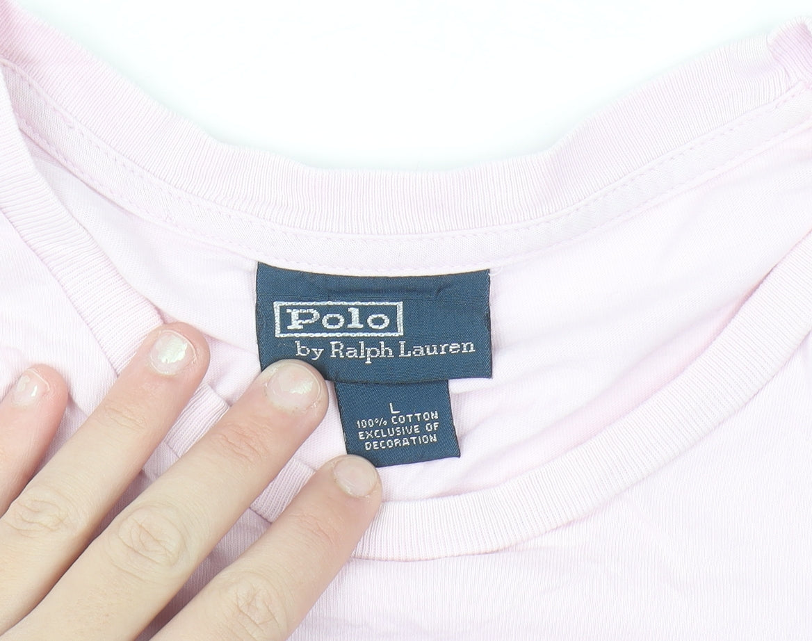 Polo Ralph Lauren Men's Pink Crew Neck Cotton T-Shirt Size L